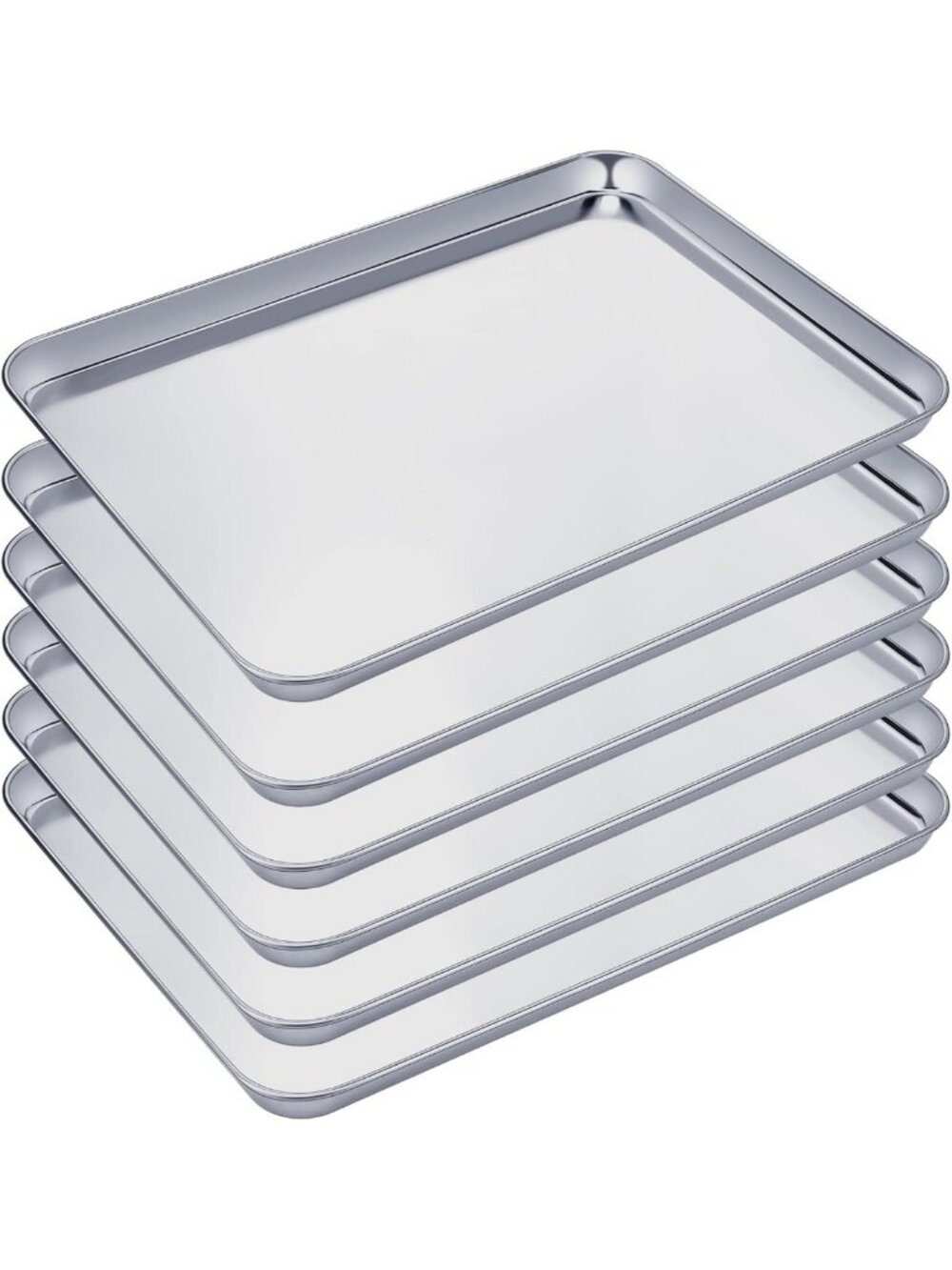 6-Piece Stainless Steel Baking Sheet Set - Durable Cookie Pans, 18x13x1 Inch